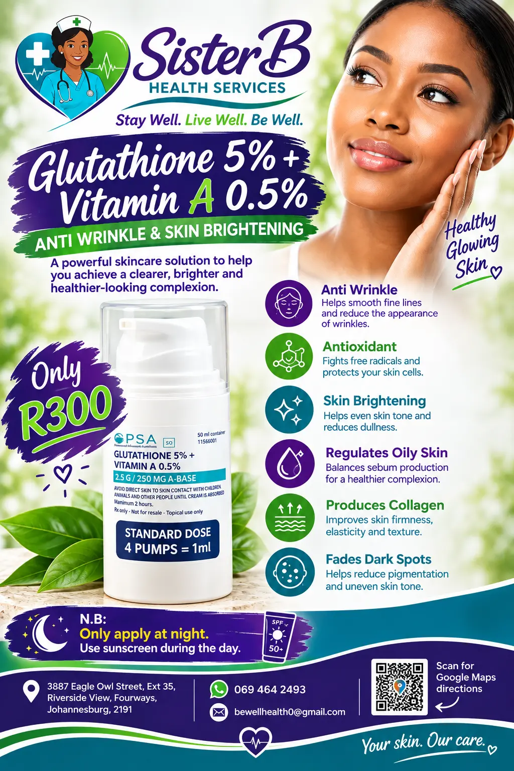 SisterB Health Services Glutathione + Vitamin A poster