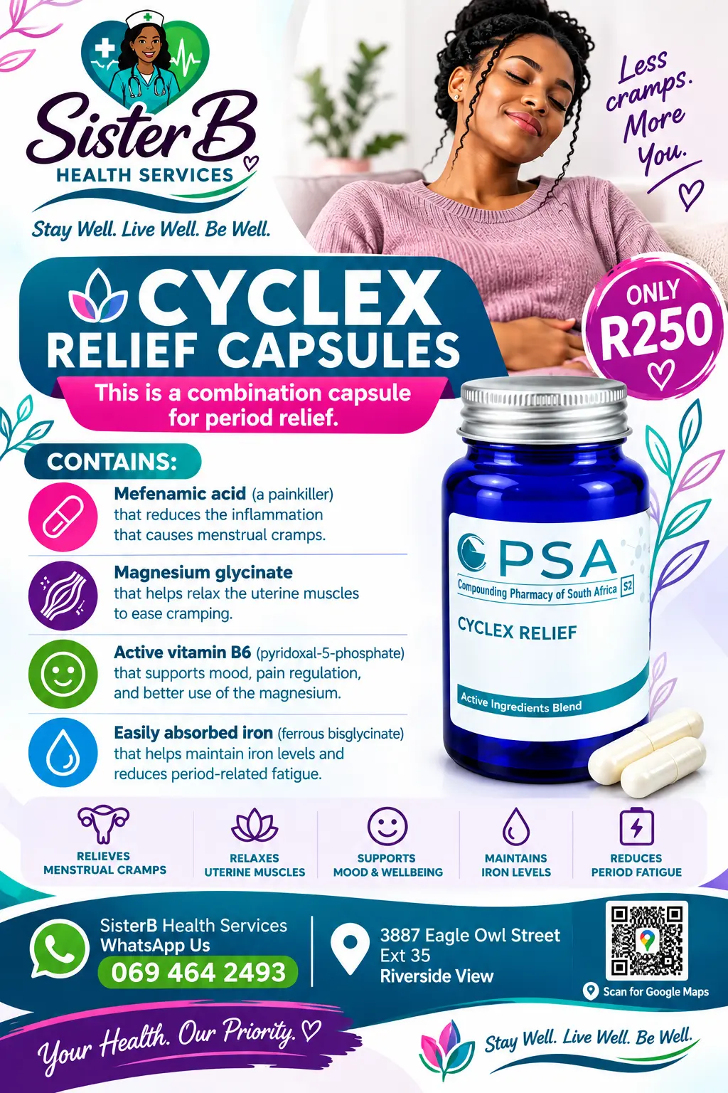 SisterB Health Services Cyclex Relief Capsules poster